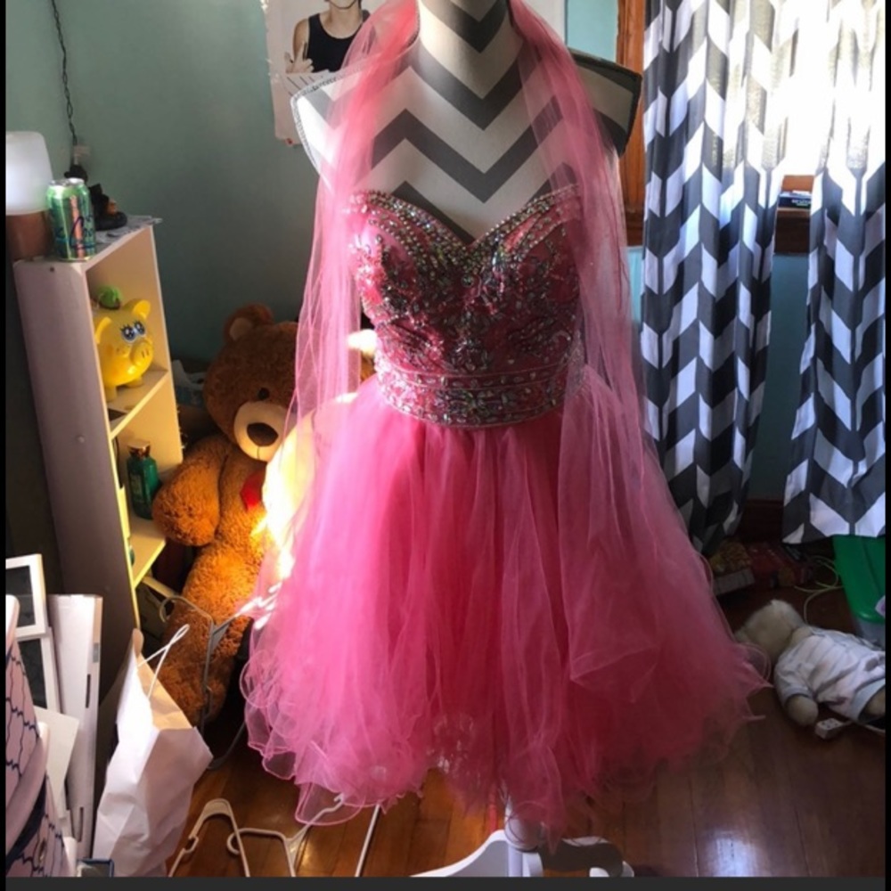 Short coral prom dress